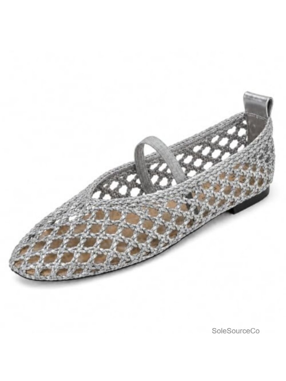 Woven Mary Jane Flats Elastic Strap Low Block Heel Casual Dress Shoes